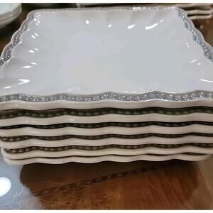 Roscher & Co Hobnail Collection CREAM (6) Square Lunch Plate 8"